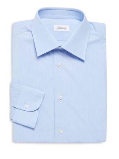 Shop Brioni Regular Fit Textured Cotton Dress Shirt In Blue