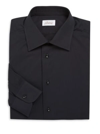 Shop Brioni Regular-fit Textured Dress Shirt In Black