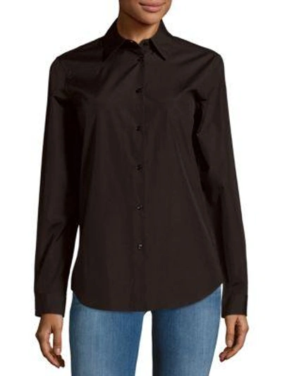 Shop Jil Sander Solid Spread-collar Button-down Shirt In Black