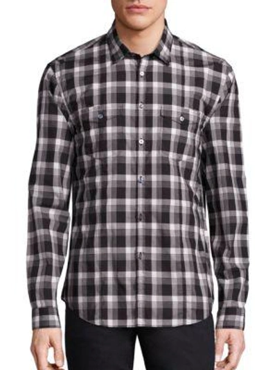 Shop John Varvatos Cotton Plaid Shirt In Black White
