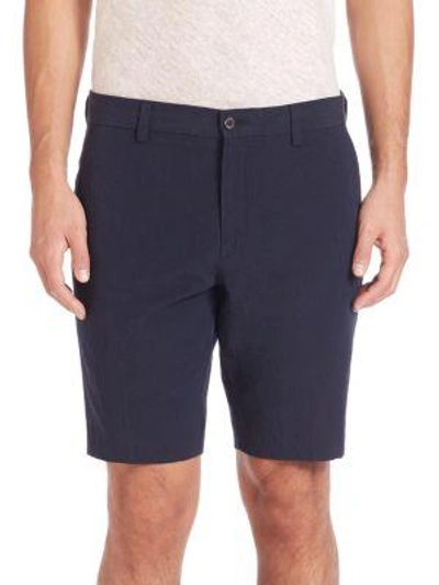 Shop John Varvatos Slim-fit Cotton & Linen Shorts In Indigo