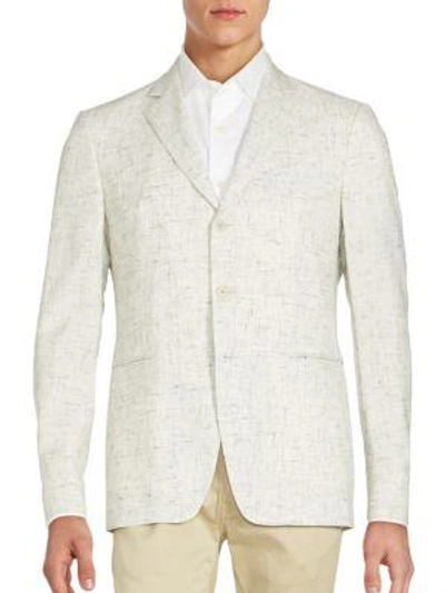 Shop John Varvatos Wool-blend Front-button Blazer In Buff
