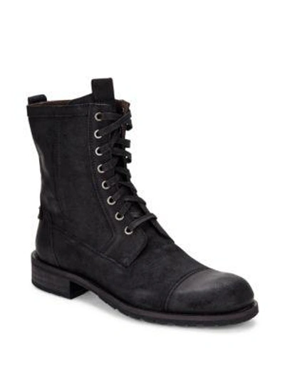 Shop John Varvatos Round Toe Lace-up Leather Boots In Black