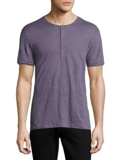 Shop John Varvatos Solid Short Sleeve Henley Shirt In Iris