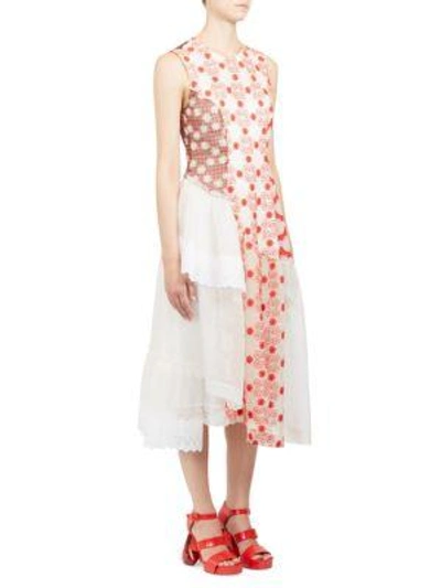 Shop Simone Rocha Floral Patchwork Dress In Beige/red
