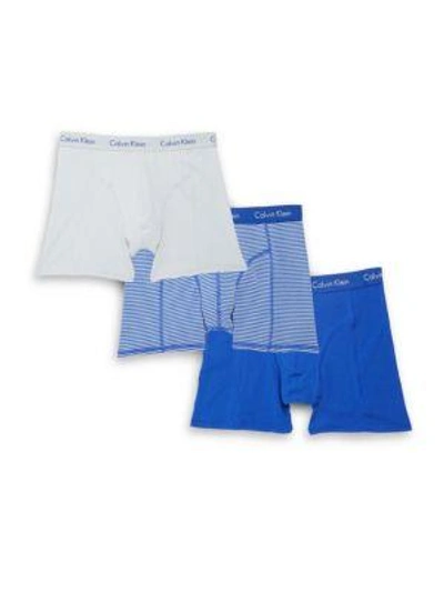 Shop Calvin Klein Stretchable Cotton Briefs/pack Of 3 In Amp Blue