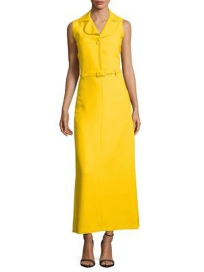 Shop Carven Solid Sleeveless Shirtdress In Jaune Yellow