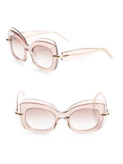 Shop Pomellato 49mm Layered Butterfly Sunglasses In Pink-grey