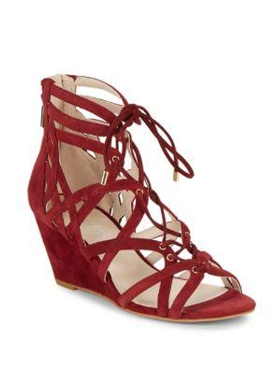 Shop Kenneth Cole Dylan Lace-up Wedge Sandals In Brick