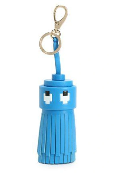 Shop Anya Hindmarch Woman Printed Leather Tassel Keychain Azure