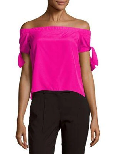 Shop Amanda Uprichard Elasticized Off-the-shoulder Top In Pink