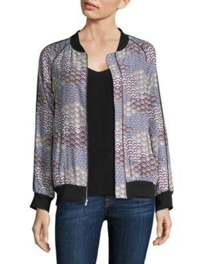 Shop Equipment Kendrix Printed Silk Bomber Jacket In Bright White Multi