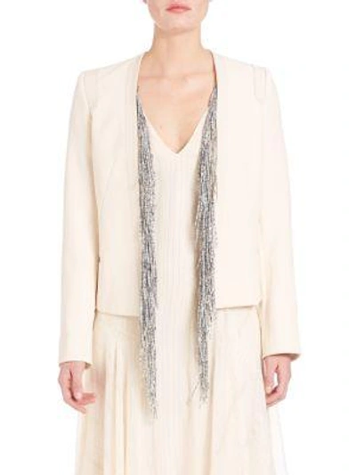 Shop Foundrae Two-piece Fringe-detail Leather Jacket In Cream