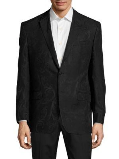 Shop Versace Self-patterned Notch-lapel Jacket In Black