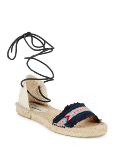 Shop Manebi Flat Leather Espadrille Sandals In Natural