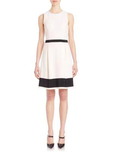 Shop Michael Kors Jackie Grosgrain-trim Dress In White