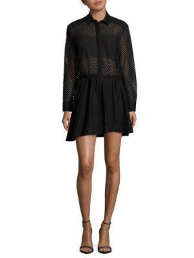 Shop Iro Cotton-blend Perforated Dress In Black