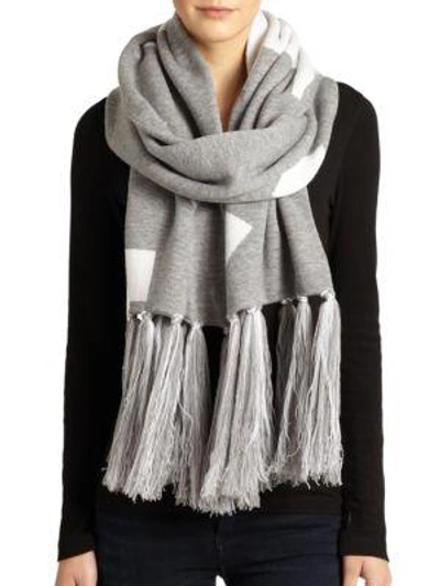 Shop Band Of Outsiders Atari Combat Wool Fringe Scarf In Heather Grey