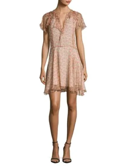 Shop Zadig & Voltaire Roose Print Delux Silk Dress In Coral