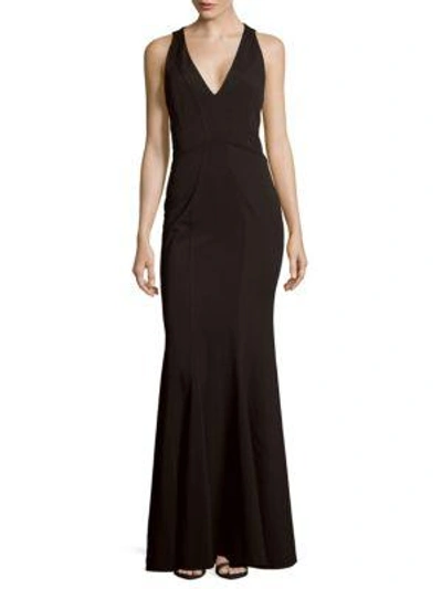 Shop Zac Posen Solid Sleeveless Gown In Black