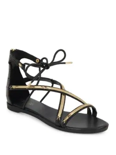 Shop Rachel Zoe Babette Ankle-strap Leather Sandals In Black