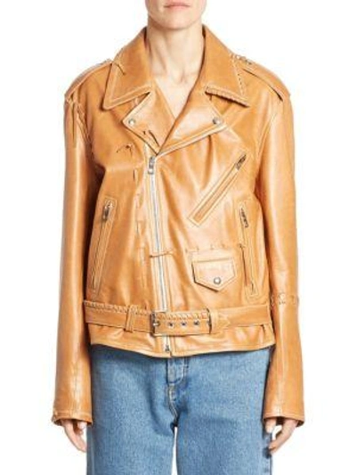 Shop Loewe Biker Baseball Jacket In Tan