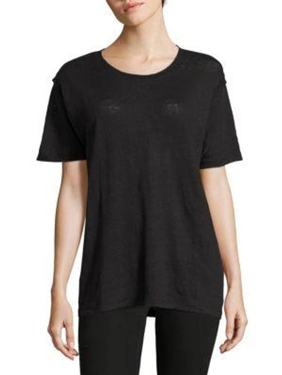 Shop Iro Drop-shoulder Linen Top In Black