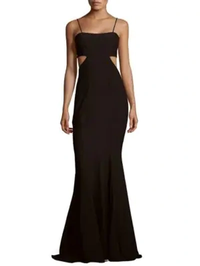 Shop Zac Posen Fit-&-flare Cutout Gown In Black