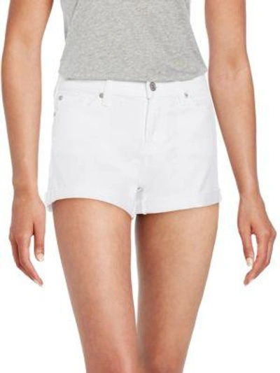 Shop 7 For All Mankind Roll-up Cuffed Denim Shorts In Clean White