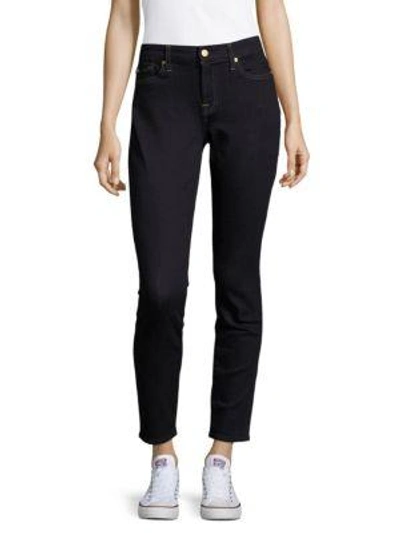 Shop 7 For All Mankind Washed Five-pocket Jeans In Dark Rinse