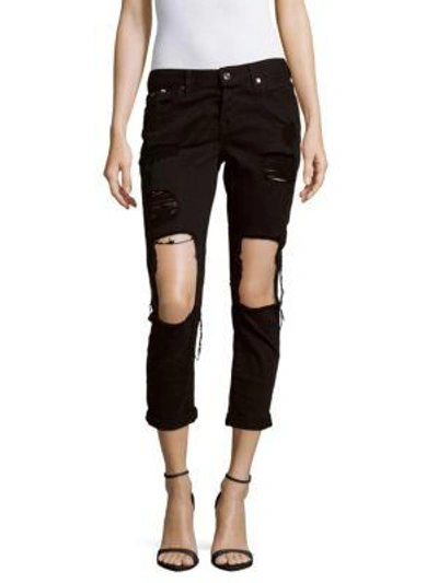 Shop 7 For All Mankind Josefina Distressed Boyfriend Jeans In Black