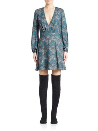 Shop Alice And Olivia Cary Printed A-line Dress In Ornate