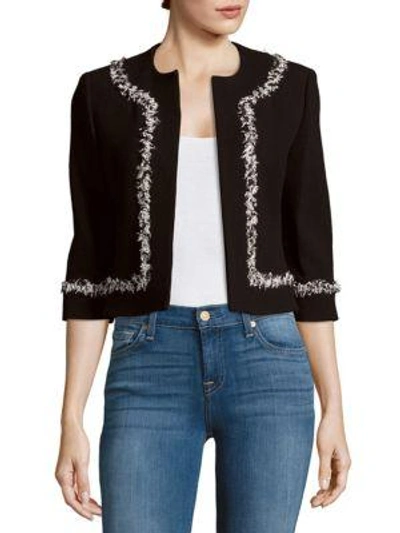 Shop Carolina Herrera Virgin Wool-blend Open-front Jacket In Black