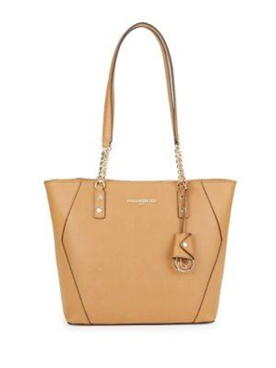 Shop Karl Lagerfeld Collete Leather Tote In Cashew