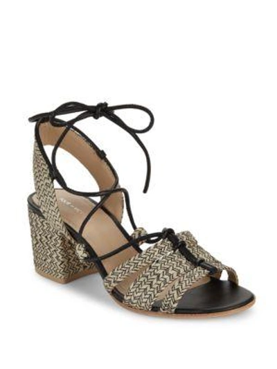 Shop Pour La Victoire Amada Raffia Ankle Strap Sandals In Black