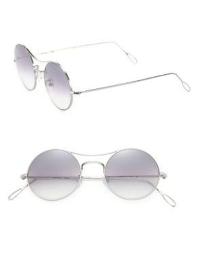 Shop Lanvin Ros 49mm Round Sunglasses In Silver
