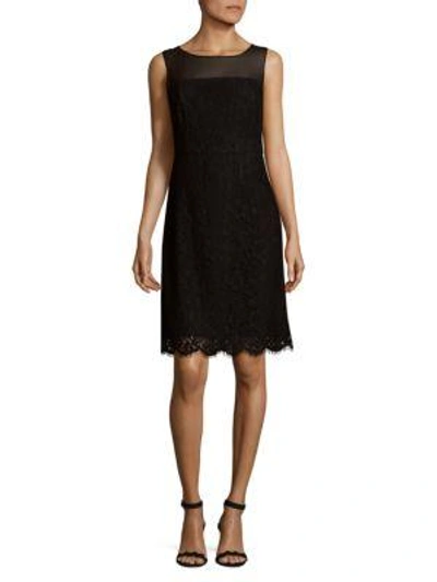 Shop Karl Lagerfeld Illusion Lace Dress In Black