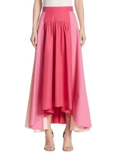 Shop Peter Pilotto Paneled Cotton Skirt In Fuchsia