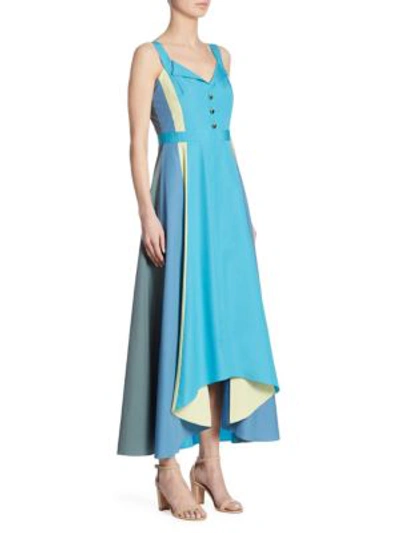 Shop Peter Pilotto Cotton Midi Dress In Turquoise