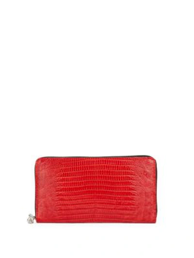 Shop Alexander Mcqueen Continental Leather Zip-around Wallet In Red