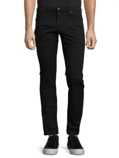 Shop Versace Pantalone Slim-fit Cotton Jeans In Black