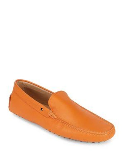 Shop Tod's Solid Leather Moccasins In Orange