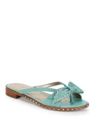 Shop Sam Edelman Studded Dariel Slides In Blue Porce