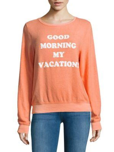 Shop Wildfox Good Morning Long-sleeve Pullover In Peony