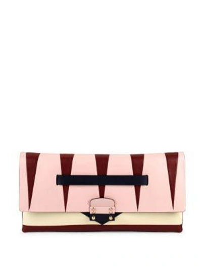 Shop Valentino Paneled Leather Clutch In Multi