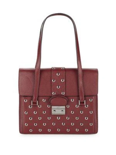 Shop Red Valentino Eyelet -trim Leather Top Handle Bag In Red