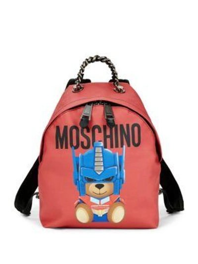 Shop Moschino Bear Zip Backpack In Red Black