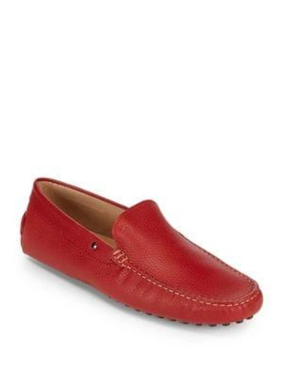 Shop Tod's Solid Leather Moccasins In Red