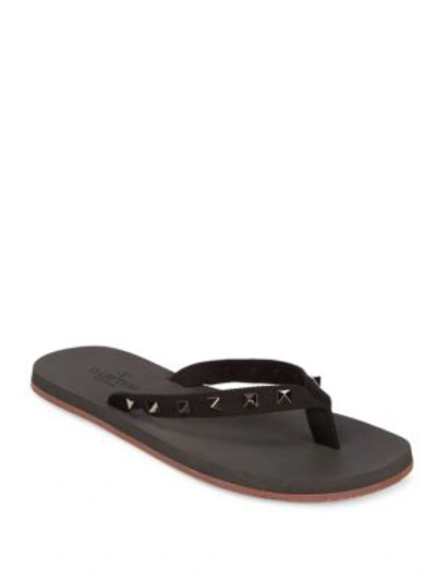 Shop Valentino Studded Thong Sandals In Nero