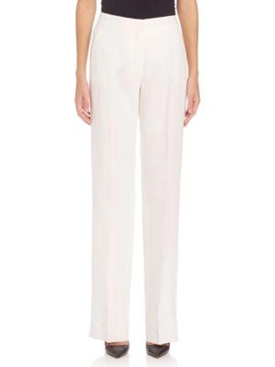 Shop Max Mara Wide-leg Linen Pants In White